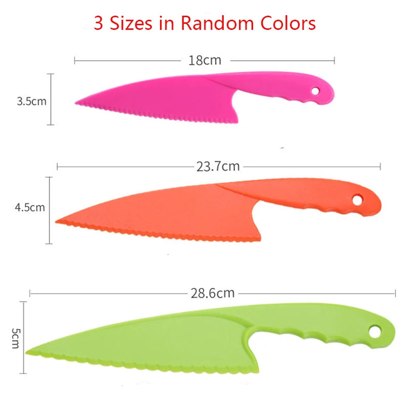 Colorful Children's Safe Cooking Knife Chef Nylon Knives Fruit Bread Cake Salad Lettuce Knifies  Plastic Kitchen Tools Set 2022