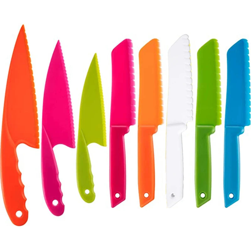 Colorful Children's Safe Cooking Knife Chef Nylon Knives Fruit Bread Cake Salad Lettuce Knifies  Plastic Kitchen Tools Set 2022