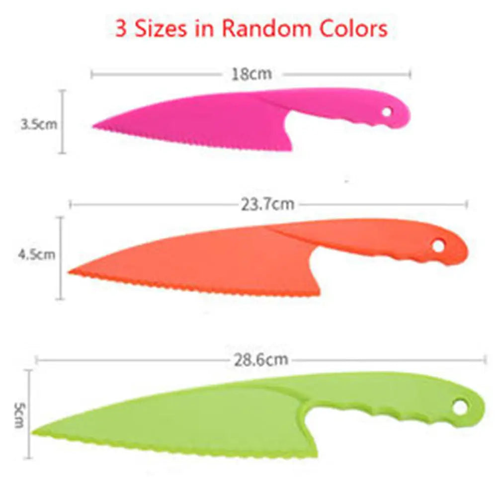 Colorful Children's Safe Cooking Knife Chef Nylon Knives Fruit Bread Cake Salad Lettuce Knifies  Plastic Kitchen Tools Set 2022