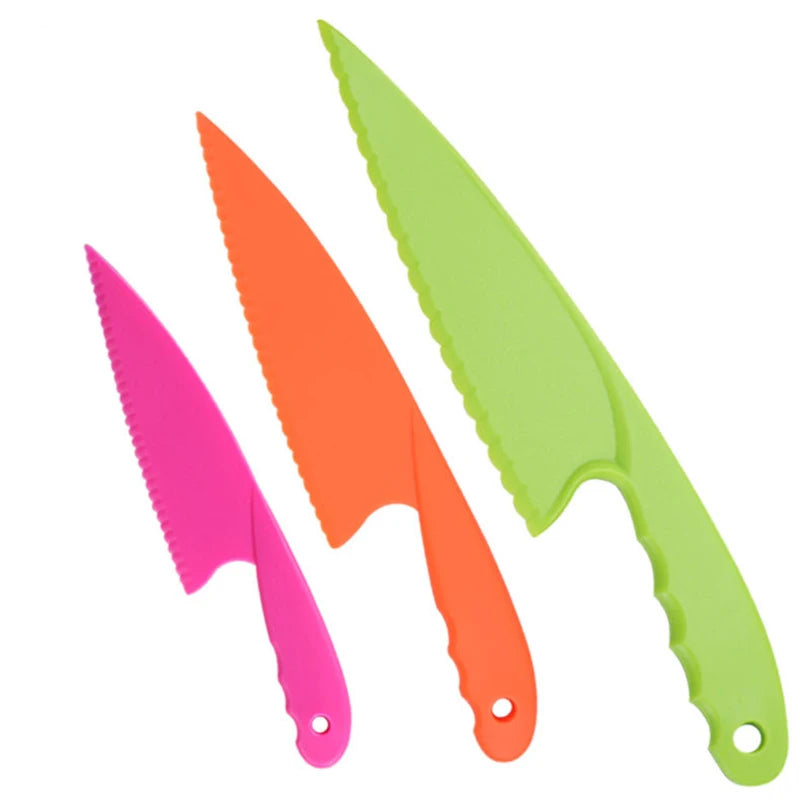 Colorful Children's Safe Cooking Knife Chef Nylon Knives Fruit Bread Cake Salad Lettuce Knifies  Plastic Kitchen Tools Set 2022