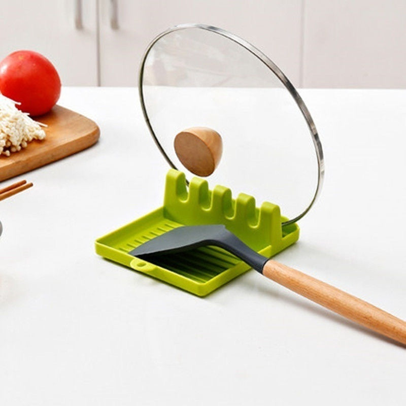 Kitchen Spoon Holders Fork Spatula Rack Shelf Organizer Plastic Chopsticks Holder Non-slip Spoons Pad