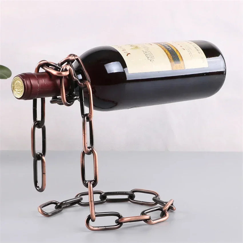 Kitchen Magical Suspension Iron Chain Wine Racks One Bottle Wine Display Racks Stand Holder Dining Room Cellar Bar Decoration