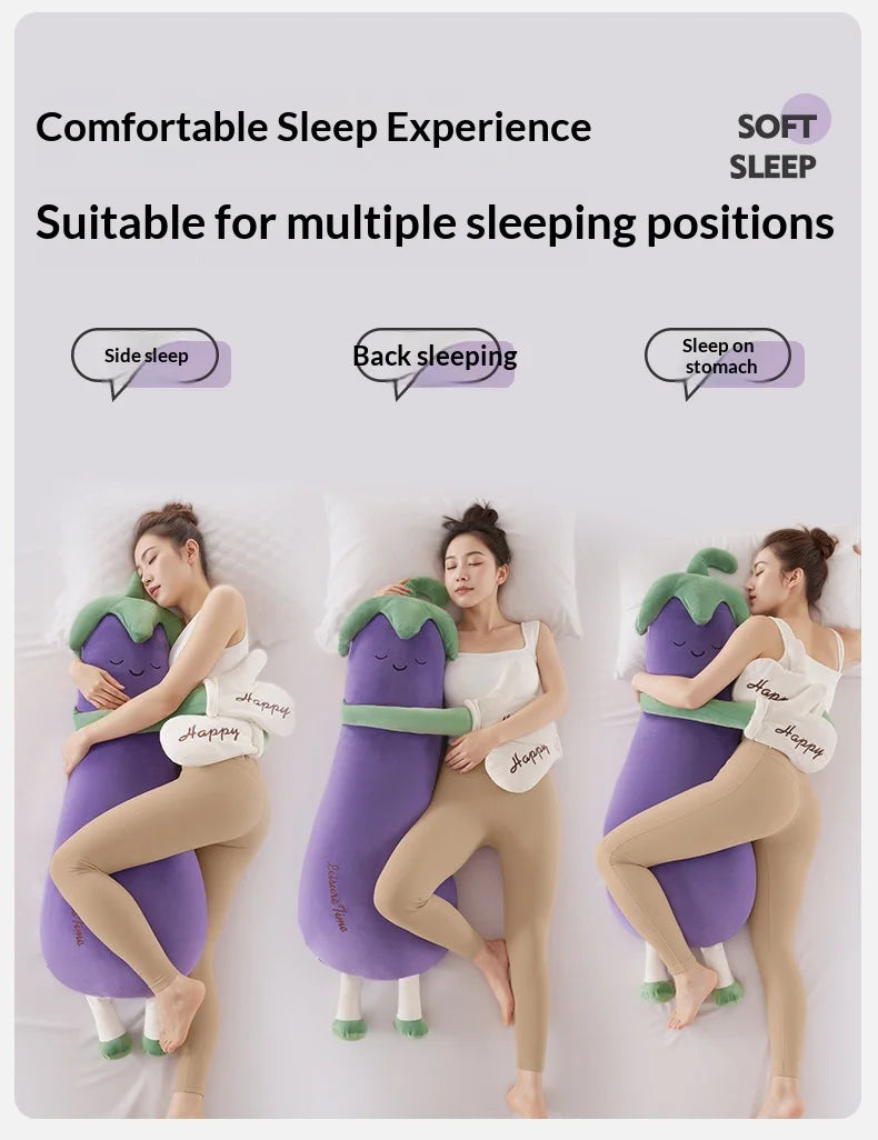 Zhimengren Eggplant Sleep Pillow Bluetooth Music Remote Control Adjustable Patting Plush Toy For Adults Pregnant Women Girls