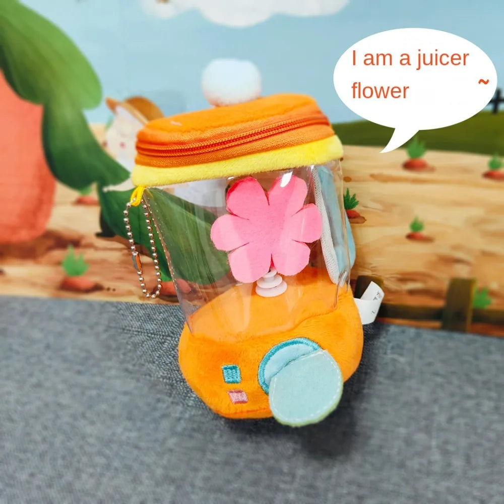 Cartoon Funny Carrot Juicer Plush Toy Drawstring Rotating Bag Pendants Stuffed Plush Toys Carrot/Flower Blender Toy