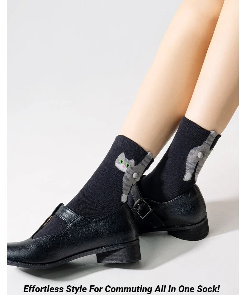 3D Cute Cat Socks Black/White Funny Cat Socks Breathable Soft Girl Women Novelty Stocking Kawaii Gift Sock Set