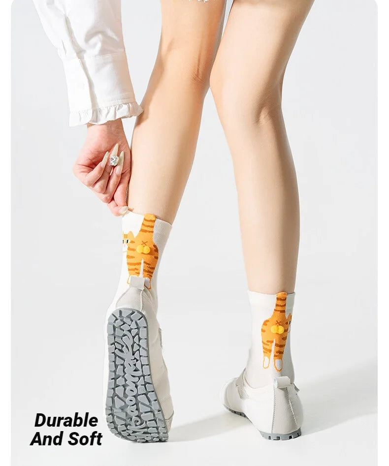 3D Cute Cat Socks Black/White Funny Cat Socks Breathable Soft Girl Women Novelty Stocking Kawaii Gift Sock Set
