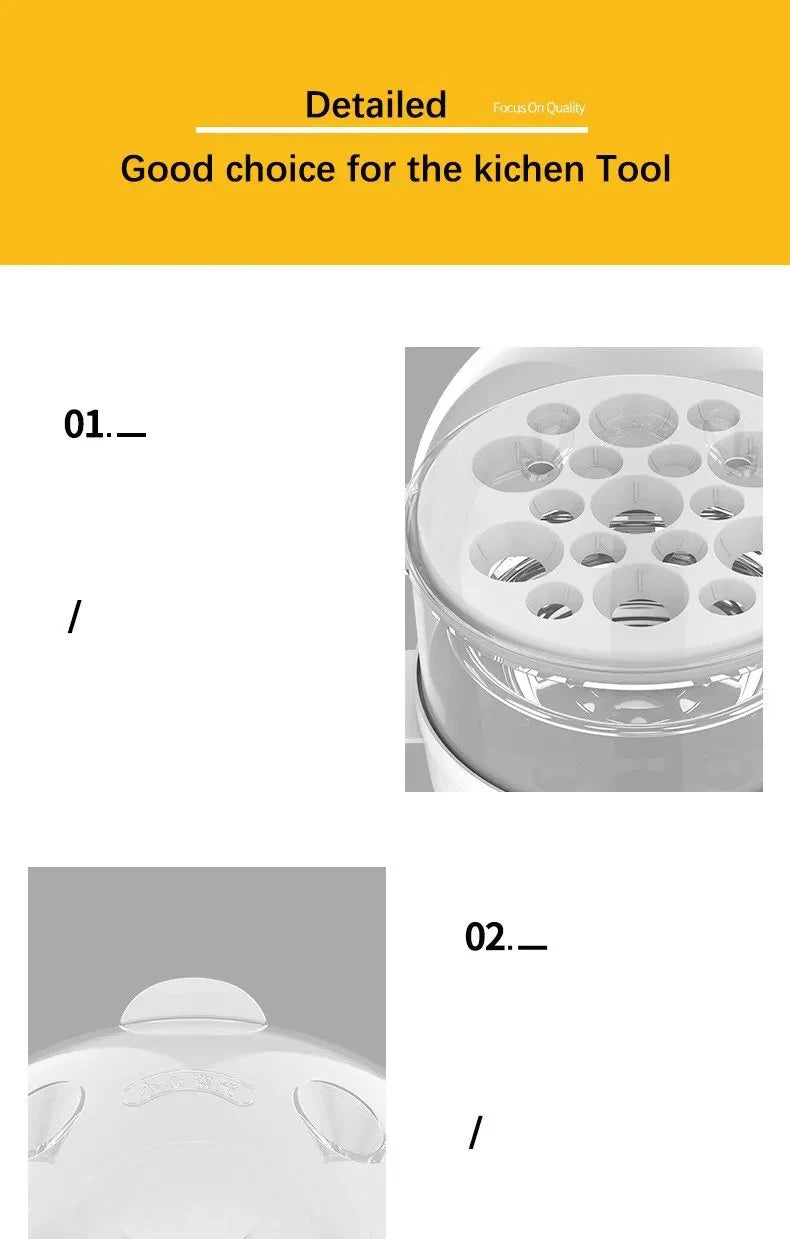 Egg Cooker Multifunctional Electric Egg Boiler Double Layers Egg Cooker Mini Steamer Poacher Kitchen Cooking Breakfast Machine
