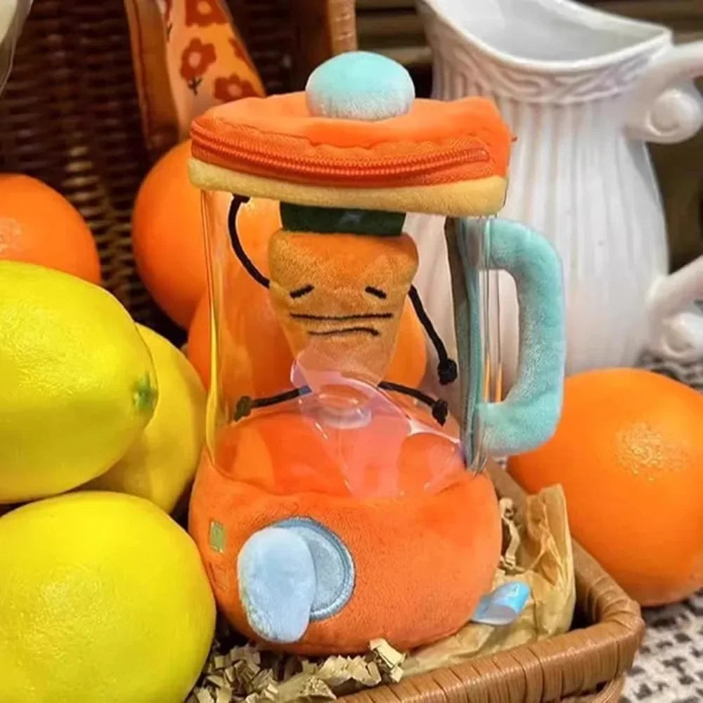 Cartoon Funny Carrot Juicer Plush Toy Drawstring Rotating Bag Pendants Stuffed Plush Toys Carrot/Flower Blender Toy