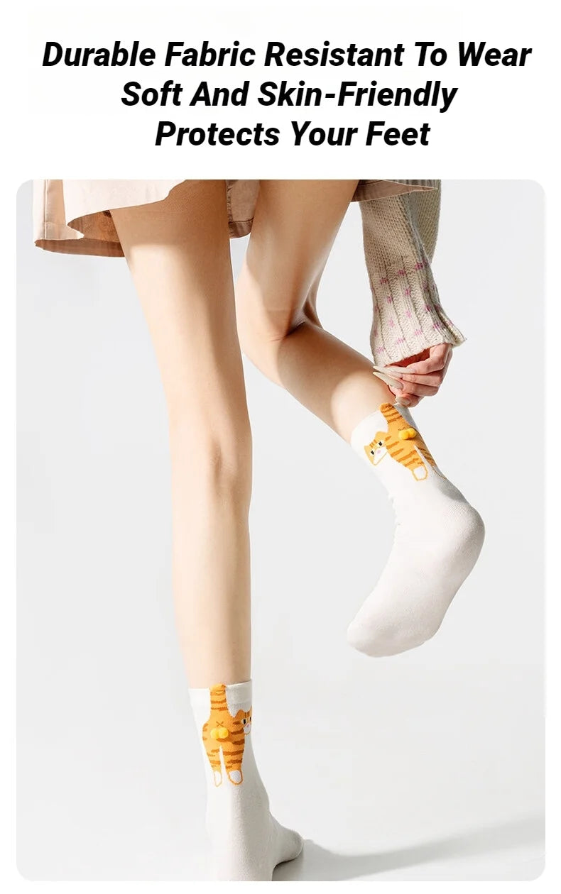 3D Cute Cat Socks Black/White Funny Cat Socks Breathable Soft Girl Women Novelty Stocking Kawaii Gift Sock Set