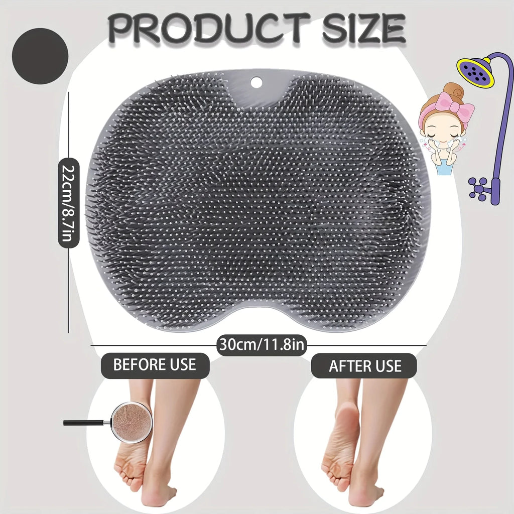 Multi-purpose Foot Wash Brush Silicone Bath Massage Mat Reusable Exfoliating Shower Back Brush Wall Mounted with Suction Cup