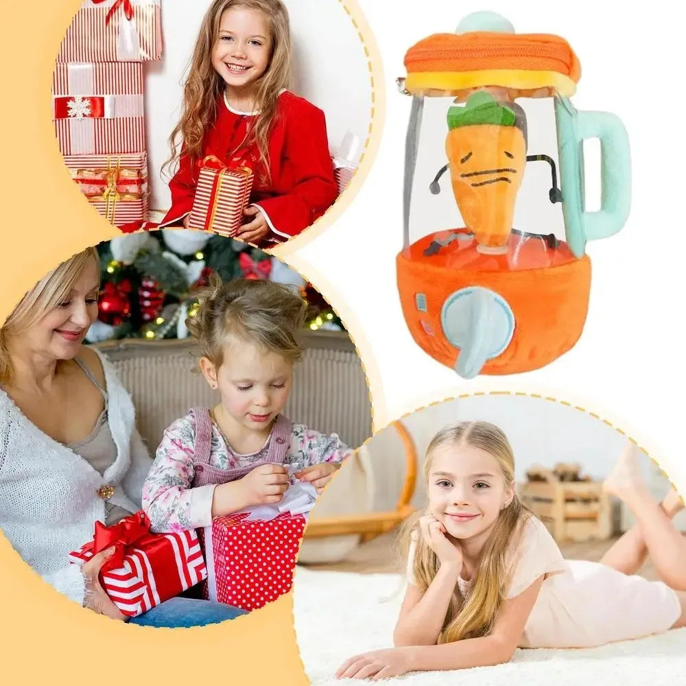 Cartoon Funny Carrot Juicer Plush Toy Drawstring Rotating Bag Pendants Stuffed Plush Toys Carrot/Flower Blender Toy