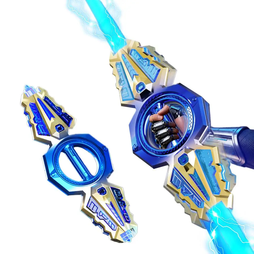 Light Up Sword Double-Edged Rotating Retractable Lightsaber Super Cool Toy USB Charging Birthday Gift