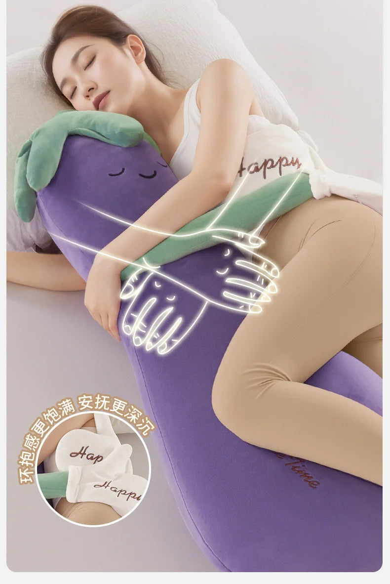 Zhimengren Eggplant Sleep Pillow Bluetooth Music Remote Control Adjustable Patting Plush Toy For Adults Pregnant Women Girls