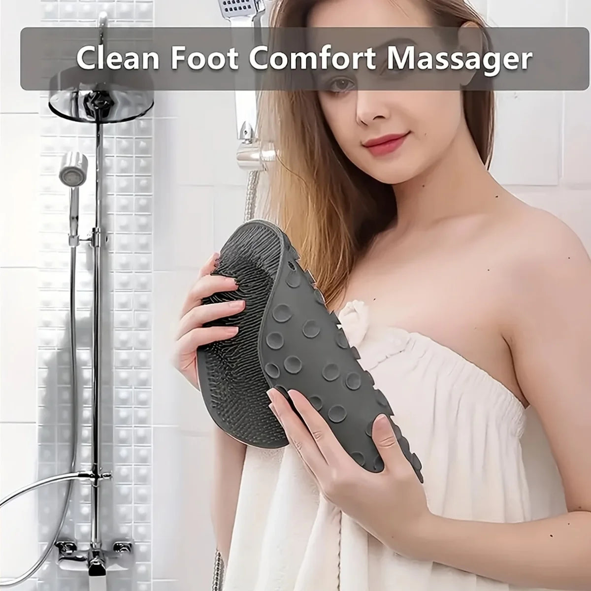 Multi-purpose Foot Wash Brush Silicone Bath Massage Mat Reusable Exfoliating Shower Back Brush Wall Mounted with Suction Cup