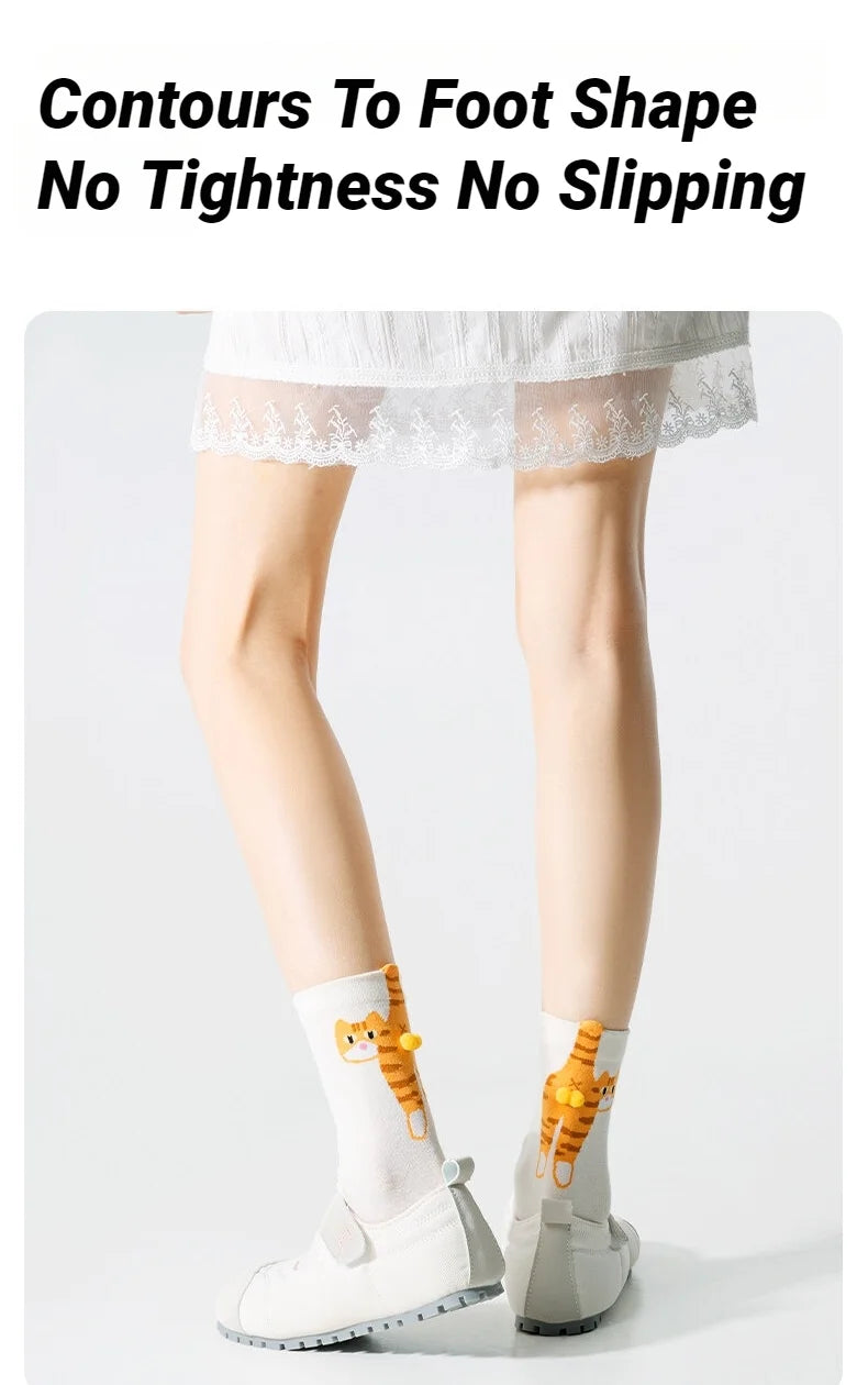 3D Cute Cat Socks Black/White Funny Cat Socks Breathable Soft Girl Women Novelty Stocking Kawaii Gift Sock Set
