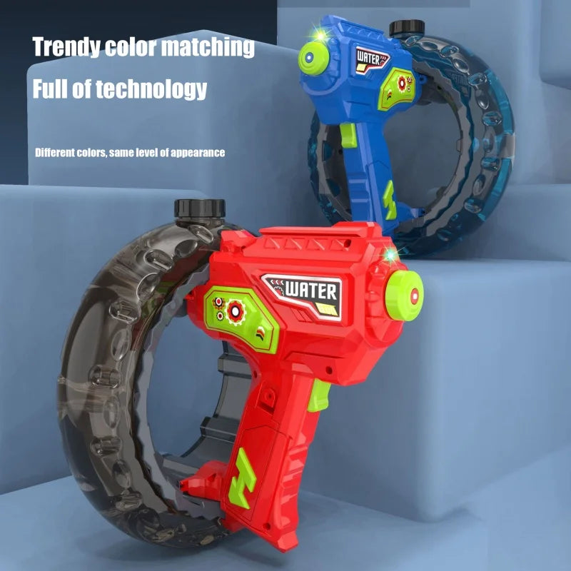 Electric Water Gun Space Concentrator Ring Handheld Cool Light Large Capacity High-speed Water Gun Toy Gifts for Summer Pool