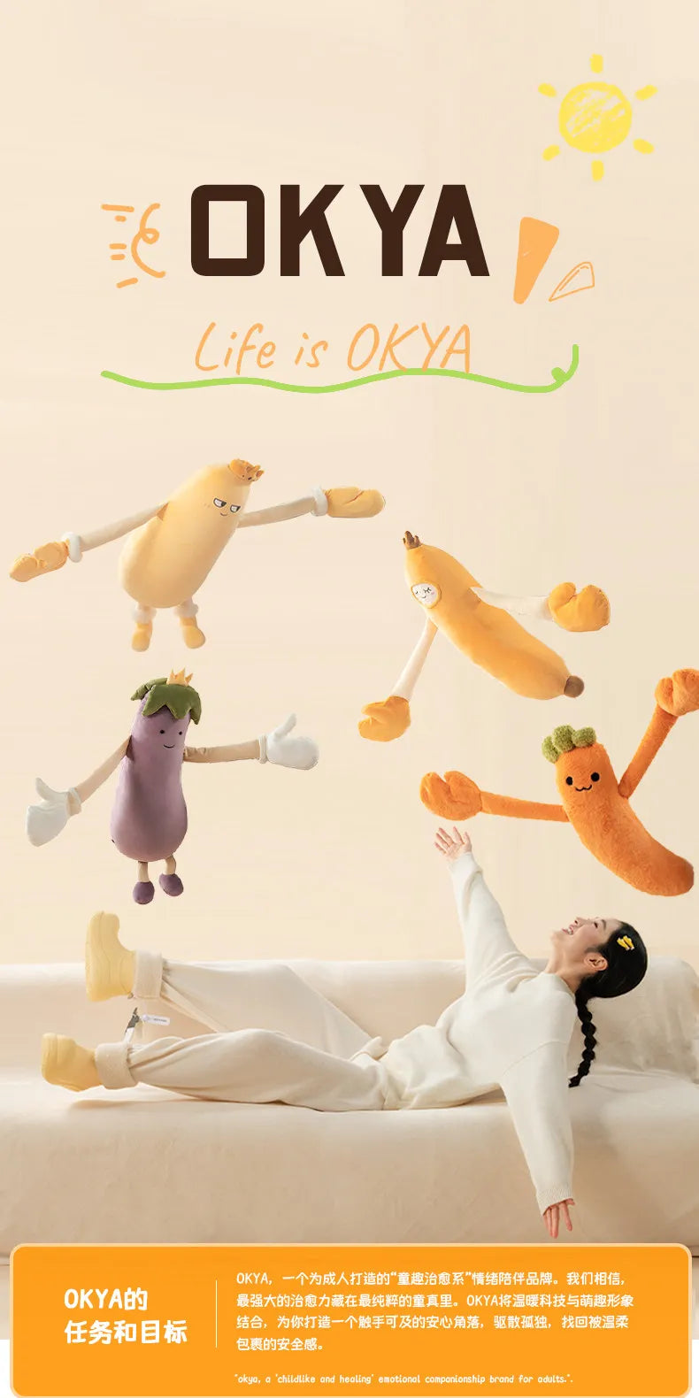 OKYA Carrot King Patting Hugging Sleeping Plush Toy Doll Hug Squishy Pillow Cushion Plushie Birthday Gift for Girlfriend