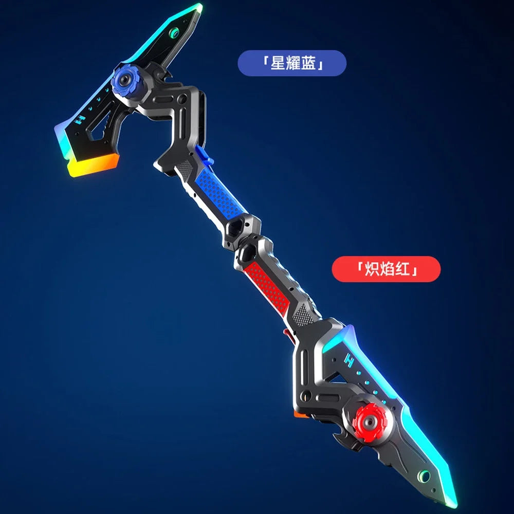 2-in-1 Transformable Battle Axe Toy LED Glowing with Vibration Sound Creative Cosplay Prop for Kids Boys Indoor Outdoor Game