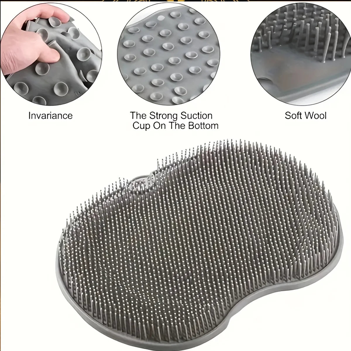 Multi-purpose Foot Wash Brush Silicone Bath Massage Mat Reusable Exfoliating Shower Back Brush Wall Mounted with Suction Cup