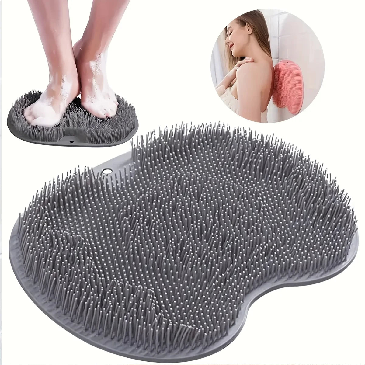 Multi-purpose Foot Wash Brush Silicone Bath Massage Mat Reusable Exfoliating Shower Back Brush Wall Mounted with Suction Cup