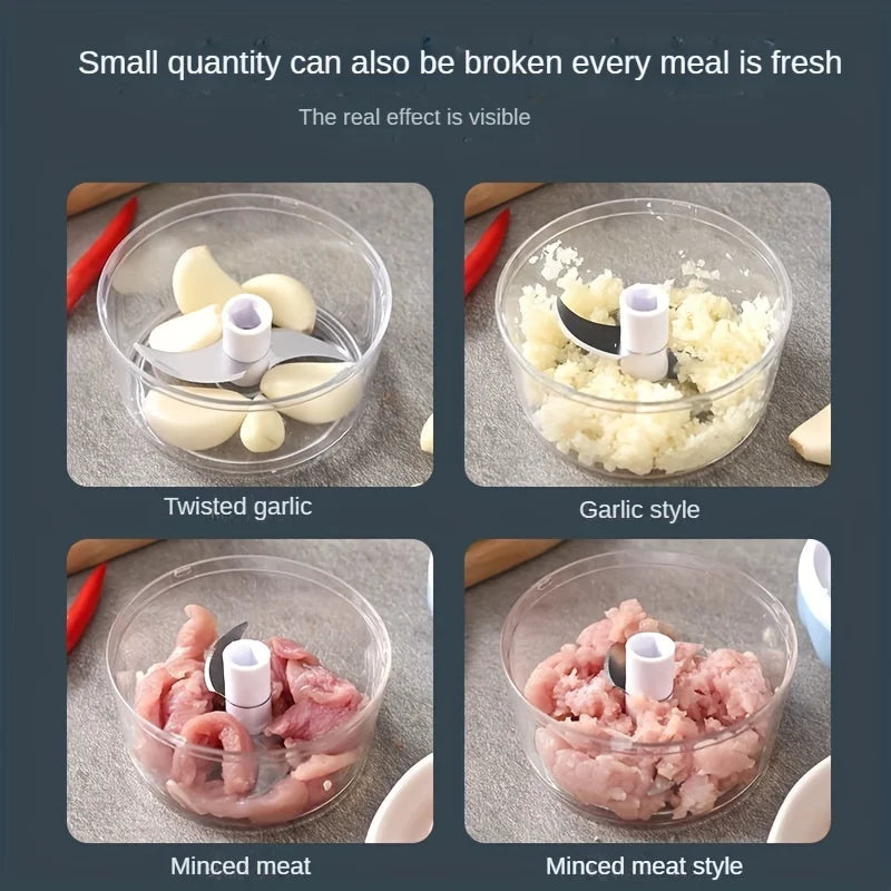 Vegetable Chopper Manual Food Chopper with Container, Hand Pull String Veggie Cutter for Salad Garlic Nut Onion, Hand- Mincer