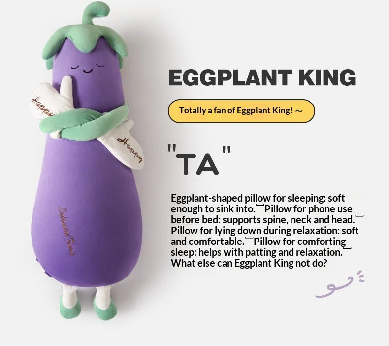 Zhimengren Eggplant Sleep Pillow Bluetooth Music Remote Control Adjustable Patting Plush Toy For Adults Pregnant Women Girls