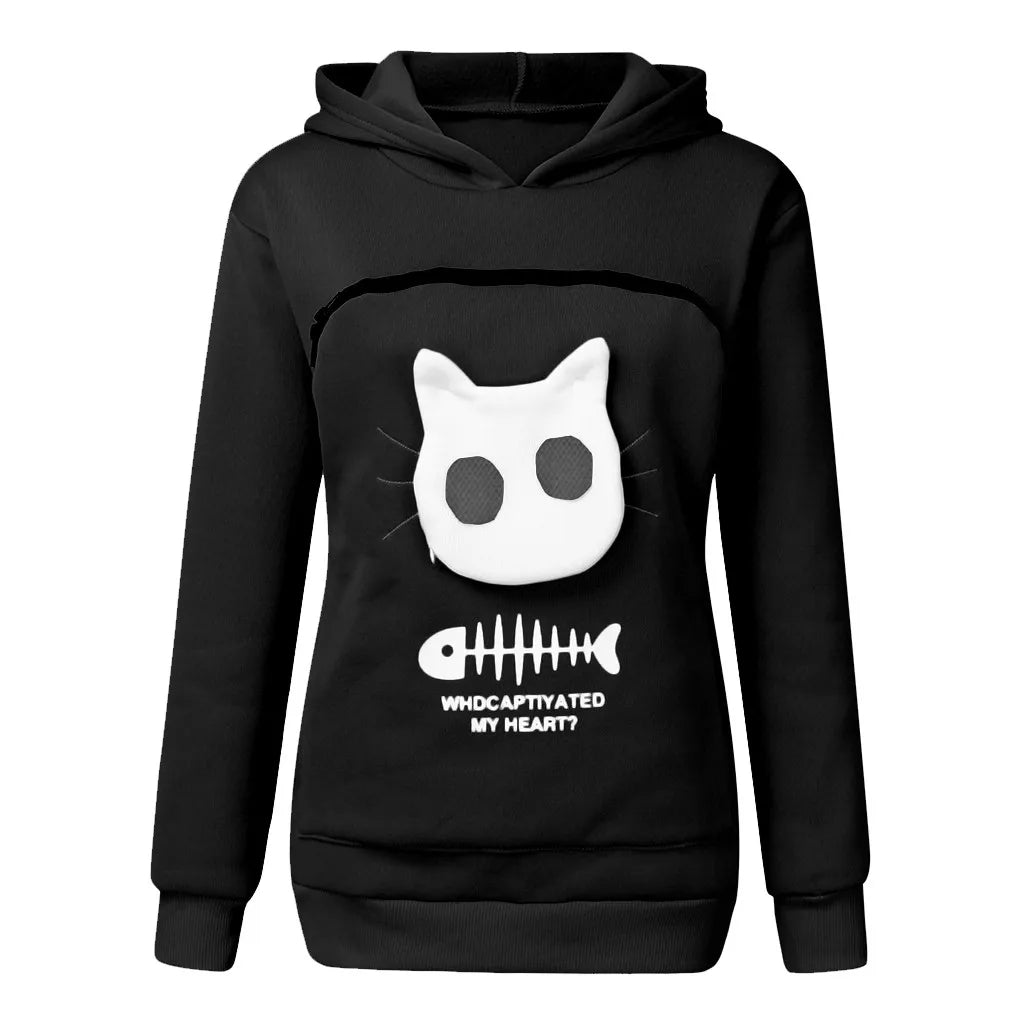 Unisex Pet Carrier Hoodie Cat Lovers Big Pocket Pullovers Sweatshirt Dog Holder Tops Hoodies Animal Pouch Hooded Sweatshirts