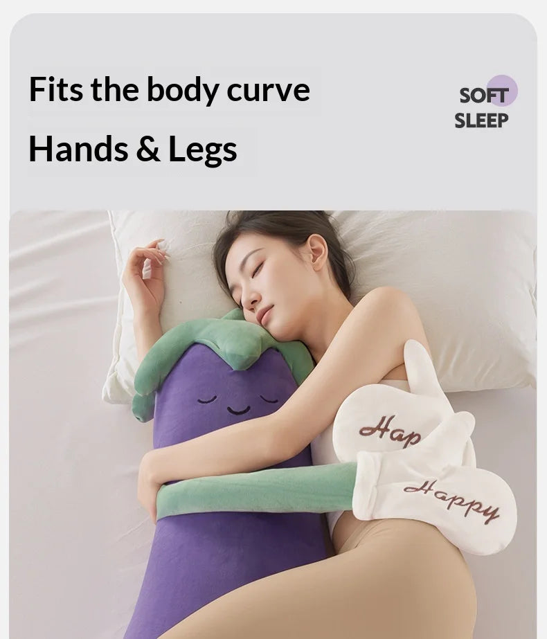 Zhimengren Eggplant Sleep Pillow Bluetooth Music Remote Control Adjustable Patting Plush Toy For Adults Pregnant Women Girls