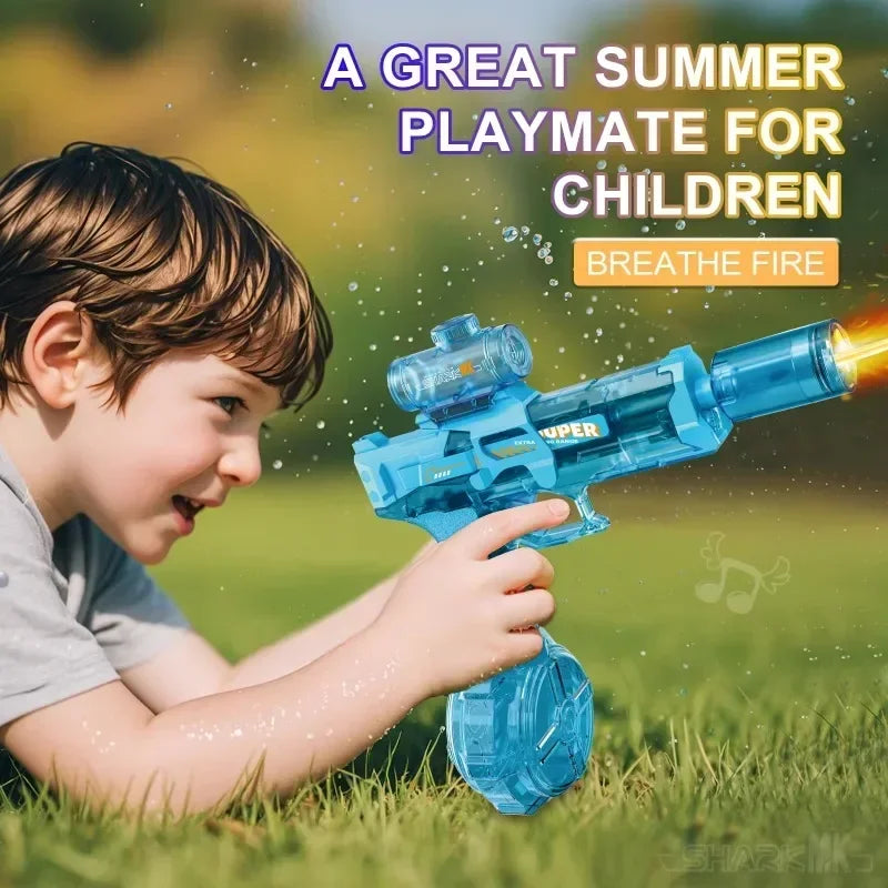 Simulated Firing and Recoil Electric Water Gun Toys Children Automatic Sensor Lights Water Pistol Summer Outdoor Beach Kids Toy