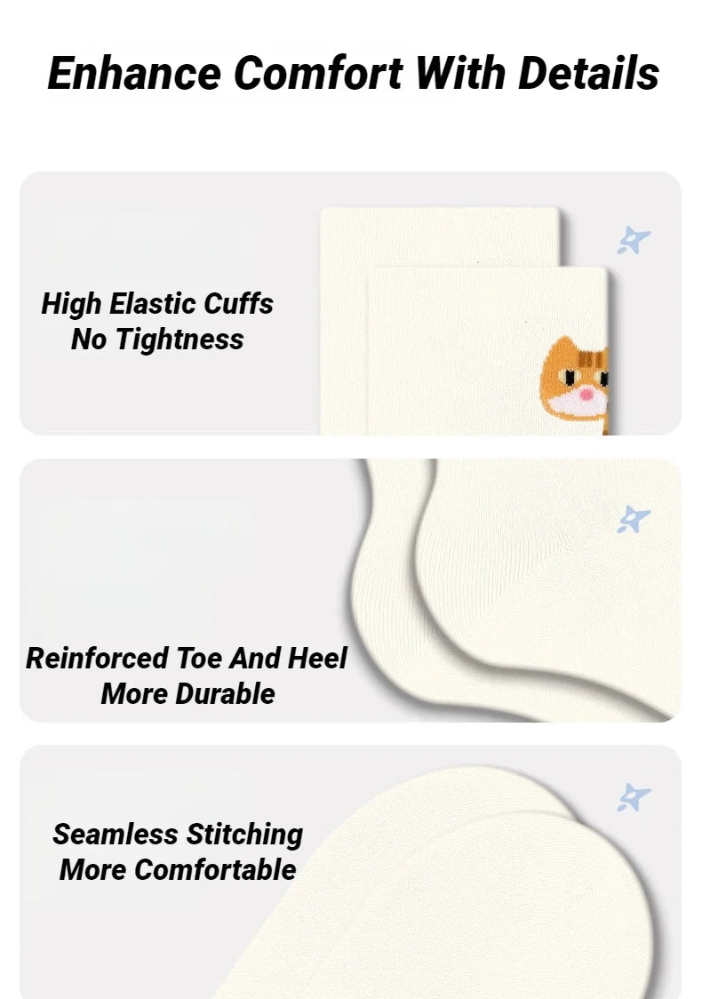 3D Cute Cat Socks Black/White Funny Cat Socks Breathable Soft Girl Women Novelty Stocking Kawaii Gift Sock Set