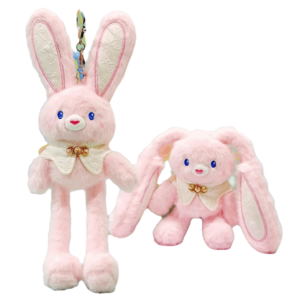 Soft Stuffed Stuffed Bunny Keychain 30cm Size Kawaii Style Ear Pulling Rabbit Creative Design Children Gits Schoolbag Pendant