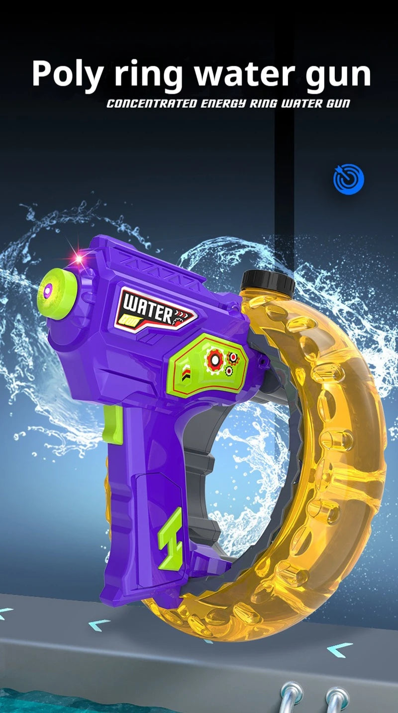 Electric Water Gun Space Concentrator Ring Handheld Cool Light Large Capacity High-speed Water Gun Toy Gifts for Summer Pool