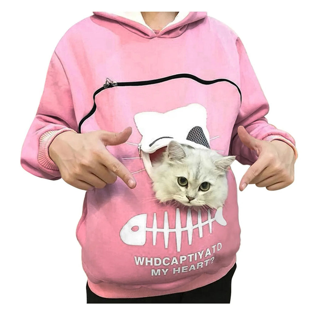 Unisex Pet Carrier Hoodie Cat Lovers Big Pocket Pullovers Sweatshirt Dog Holder Tops Hoodies Animal Pouch Hooded Sweatshirts