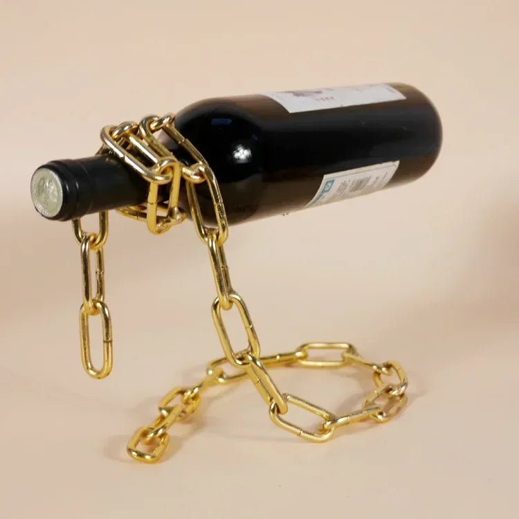 Kitchen Magical Suspension Iron Chain Wine Racks One Bottle Wine Display Racks Stand Holder Dining Room Cellar Bar Decoration