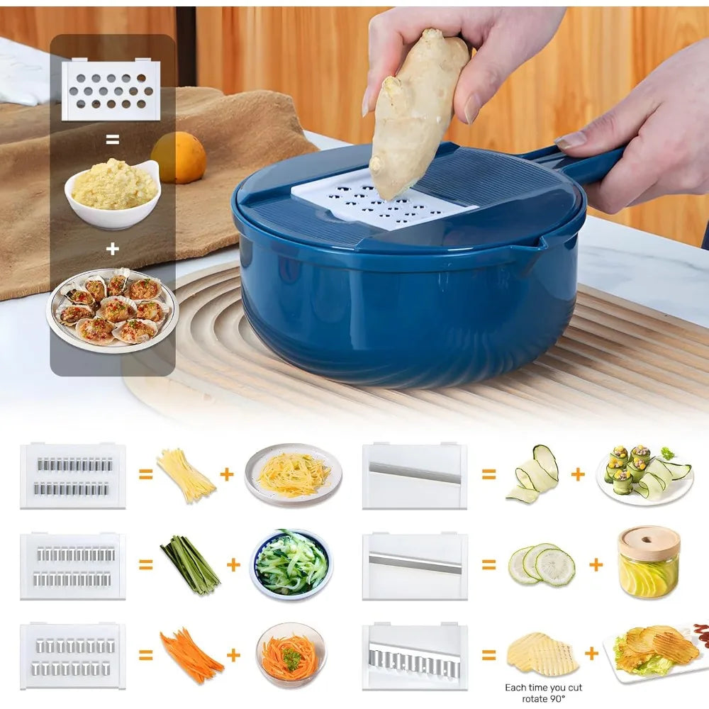 Vegetables cheese grater Tool Set Multifunctional Vegetable Cutter with Drain Basket Vegetable Slicer Mandoline Slicer
