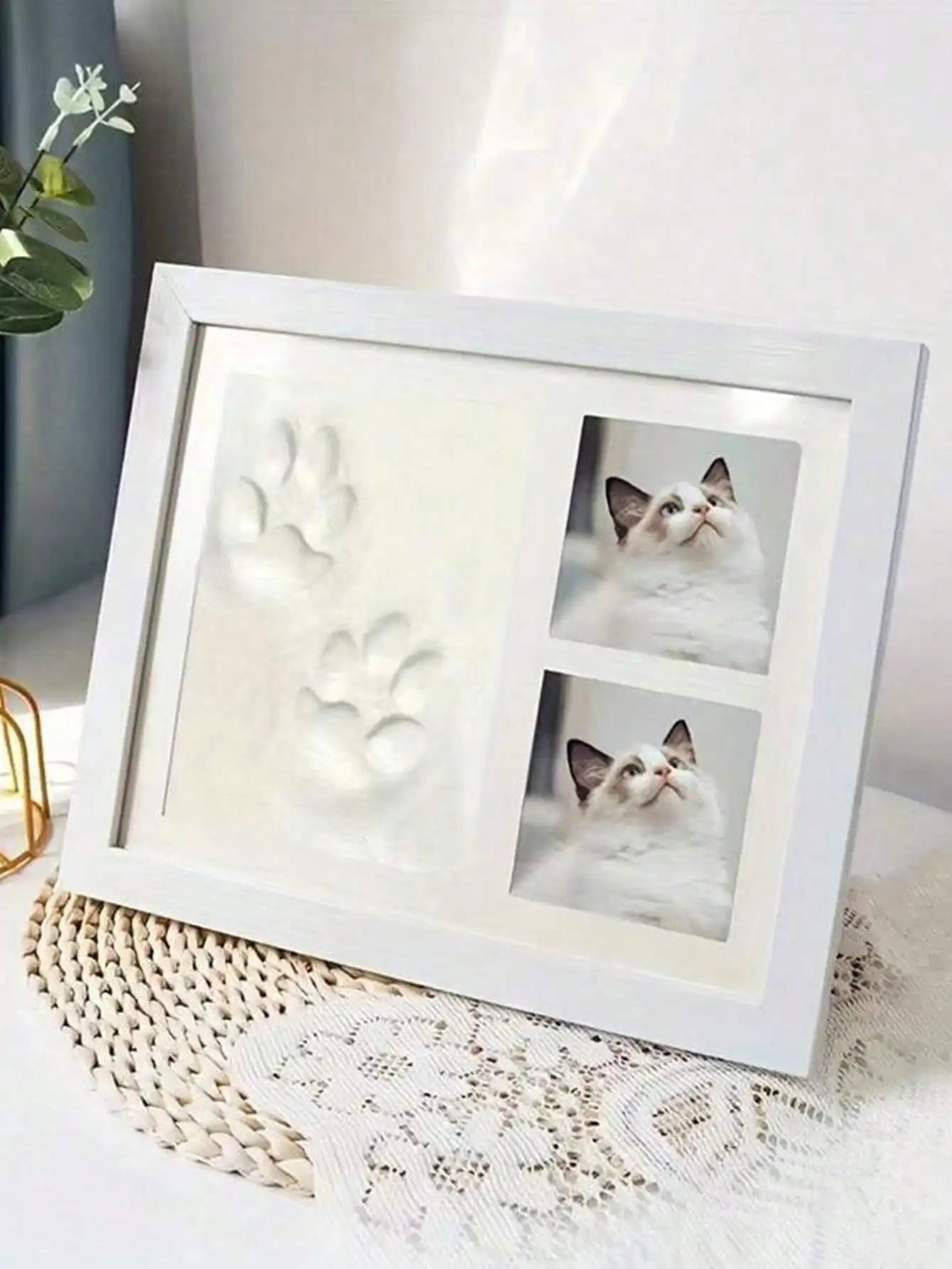 1pcs DIY Pet Paw Print Memorial Set - Clay Mold & Photo Frame, Souvenir Kit for Dogs & Cats, Perfect Pet Memorial Gift