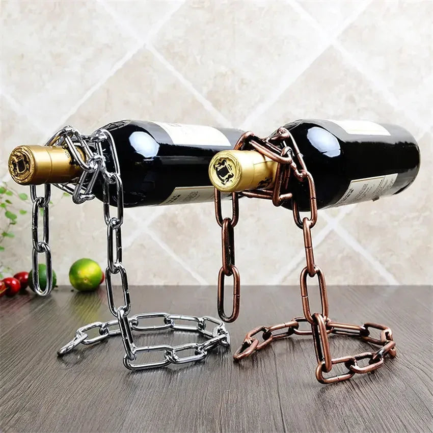 Kitchen Magical Suspension Iron Chain Wine Racks One Bottle Wine Display Racks Stand Holder Dining Room Cellar Bar Decoration