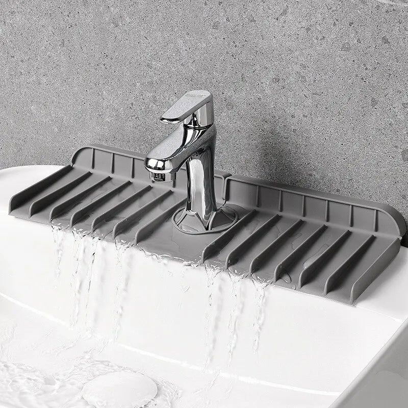 Silicone Faucet Mat Dish Soap Sponge Holder Sink Kitchen Countertop Drying Mat Bathroom Kitchen Sink Splash Guard Drain Pad