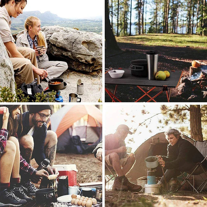 Camping Cookware Set Aluminum Nonstick Portable Outdoor Tableware Kettle Pot Cookset Cooking Pan Bowl for Hiking BBQ Picnic