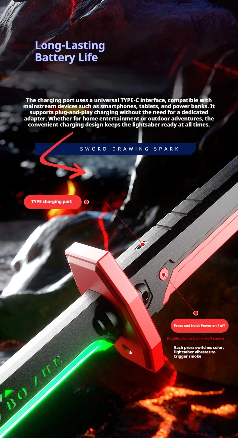 New Laser Sword with Smoke Multi-Color Changing LED Lights Sound effects Creative Toys for Kids Adult Prop sword Cosplay Gift