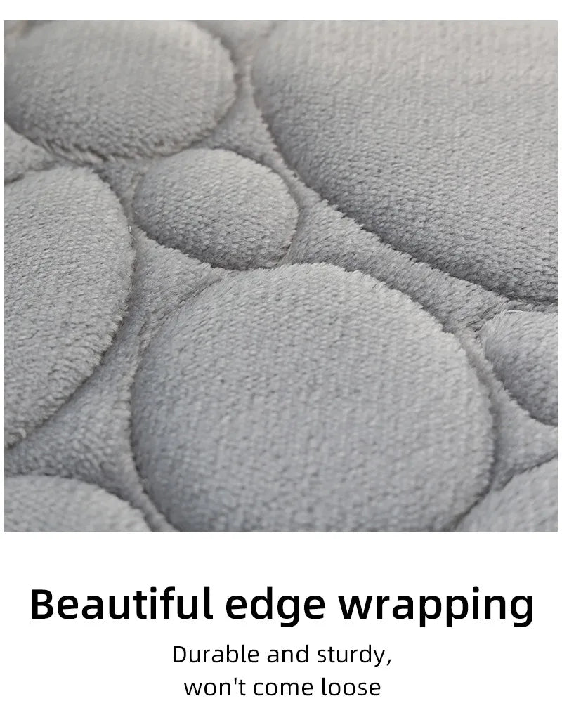 1 Set of Solid Color Simple Bathroom Water-absorbing and Non-slip Floor Mat Stone Pattern, Comfortable and Soft, Three-piece Set