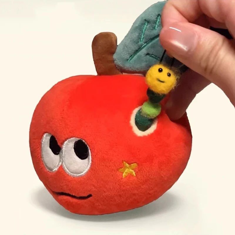 Plush Red Apple Keychains Pendant Surprise Apple  with Bug Holes Proposal Hide The Ring Couples Valentine's Day Surprise Gift