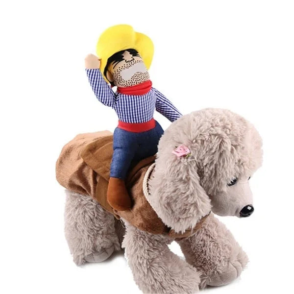 Practical Dog Cowboy Rider Suit With Matching Hat Pet Cosplay Clothes Halloween Xmas Puppy Festival Party Costume Accessory