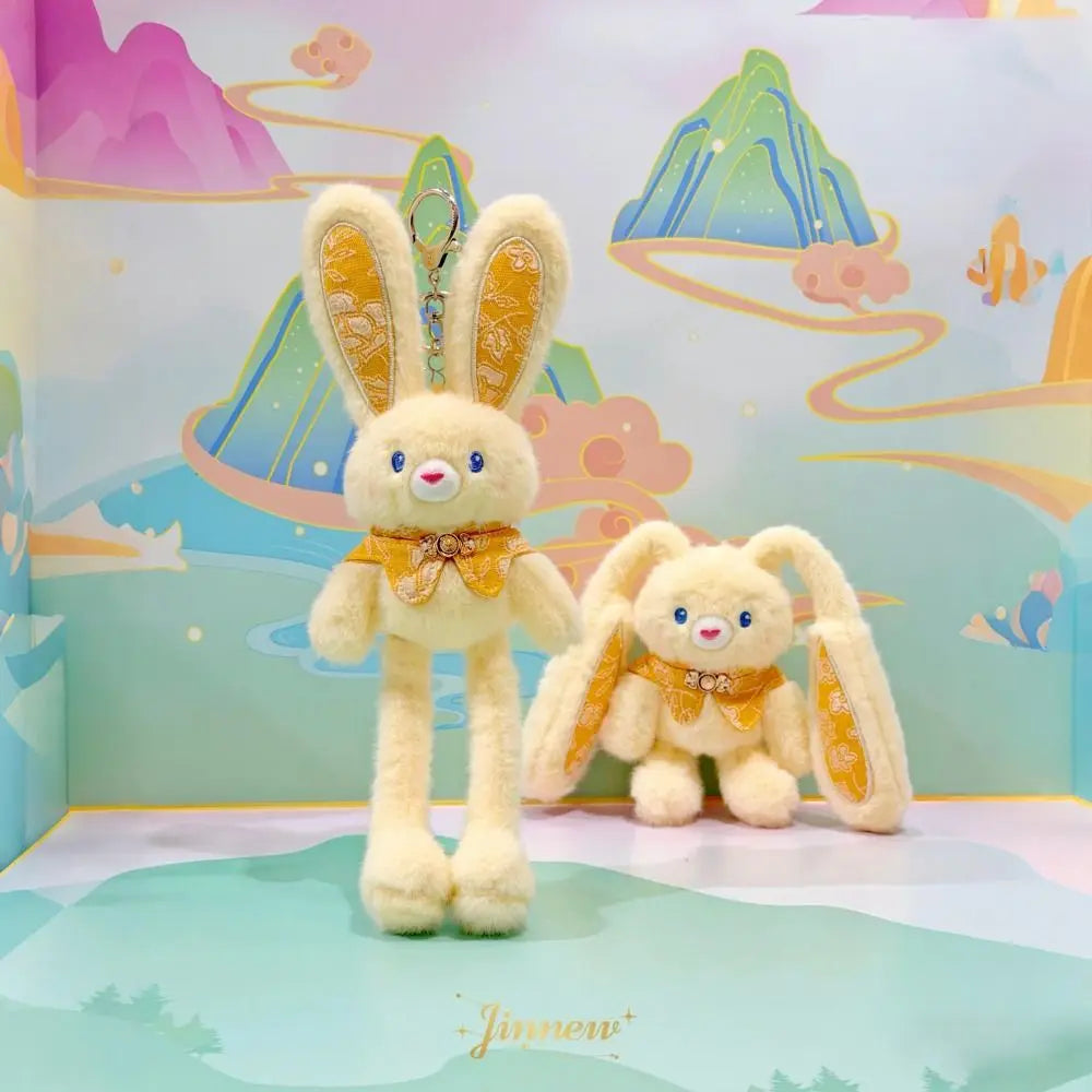 Soft Stuffed Stuffed Bunny Keychain 30cm Size Kawaii Style Ear Pulling Rabbit Creative Design Children Gits Schoolbag Pendant
