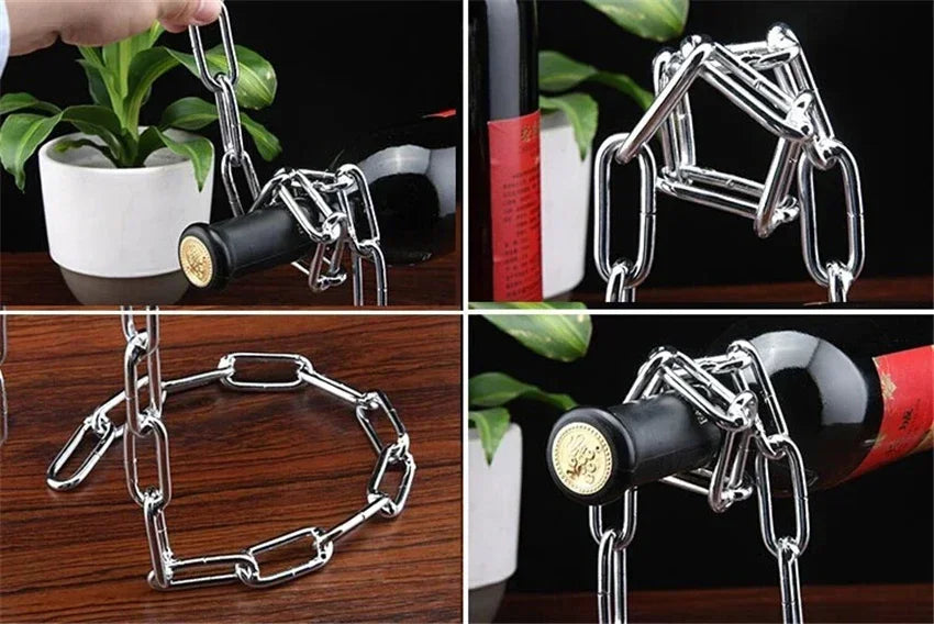 Kitchen Magical Suspension Iron Chain Wine Racks One Bottle Wine Display Racks Stand Holder Dining Room Cellar Bar Decoration