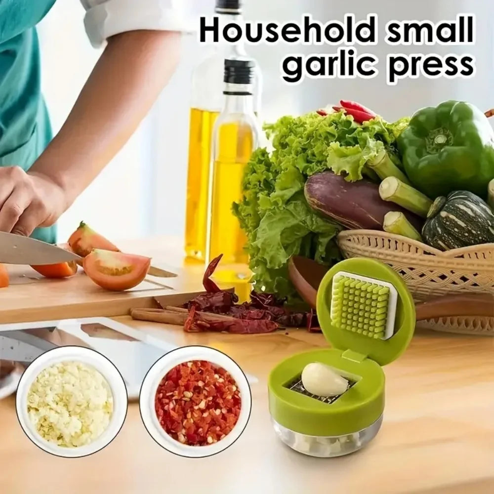 1pc Multifunctional Garlic Press Manual Mincer， ABS and Stainless Steel Garlic Slicer Handheld Ginger Masher with Storage Case