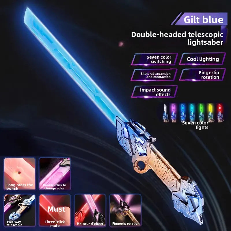 Laser Sword Extensible Glow Sword Two-in-One Colorful Flash Fluorescent Stick Toy