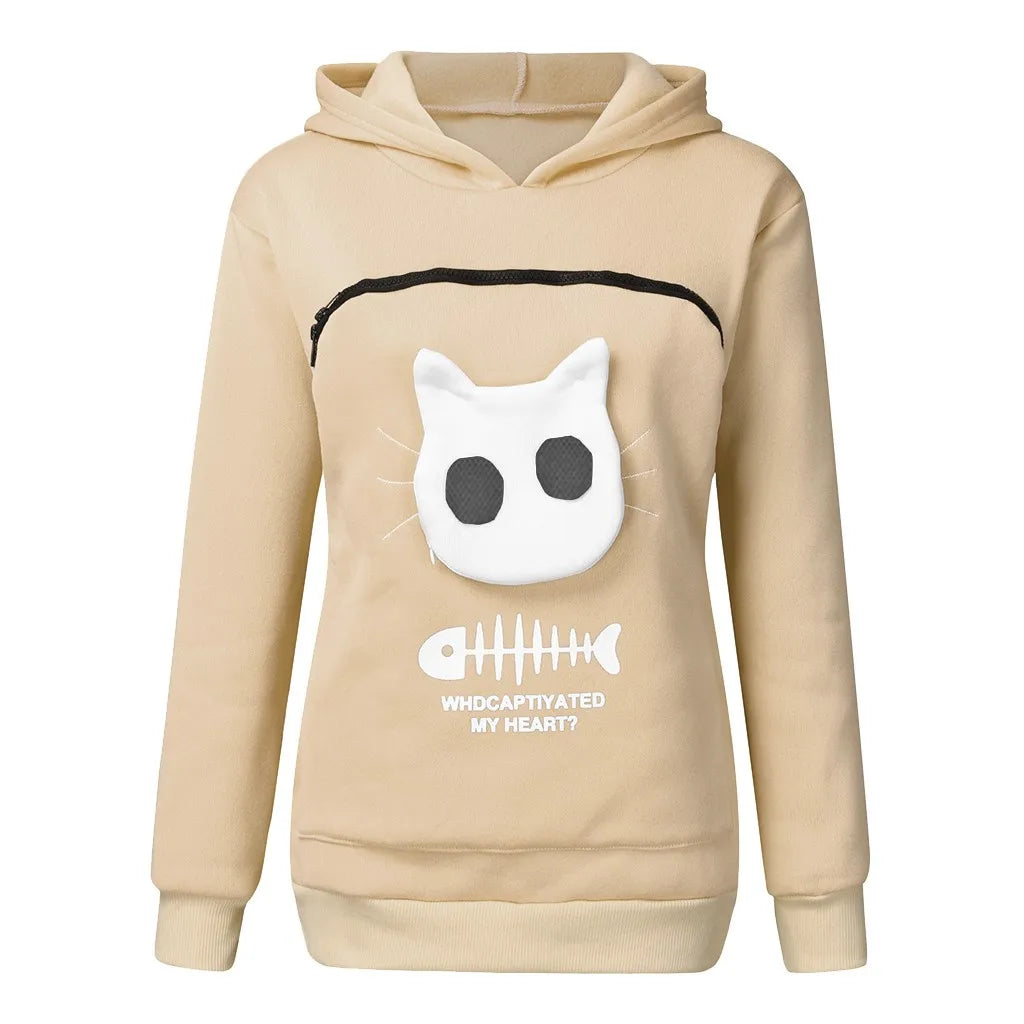 Unisex Pet Carrier Hoodie Cat Lovers Big Pocket Pullovers Sweatshirt Dog Holder Tops Hoodies Animal Pouch Hooded Sweatshirts