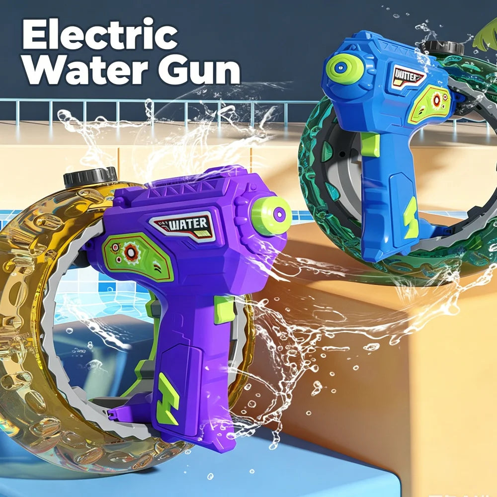 Electric Water Gun Space Concentrator Ring Handheld Cool Light Large Capacity High-speed Water Gun Toy Gifts for Summer Pool