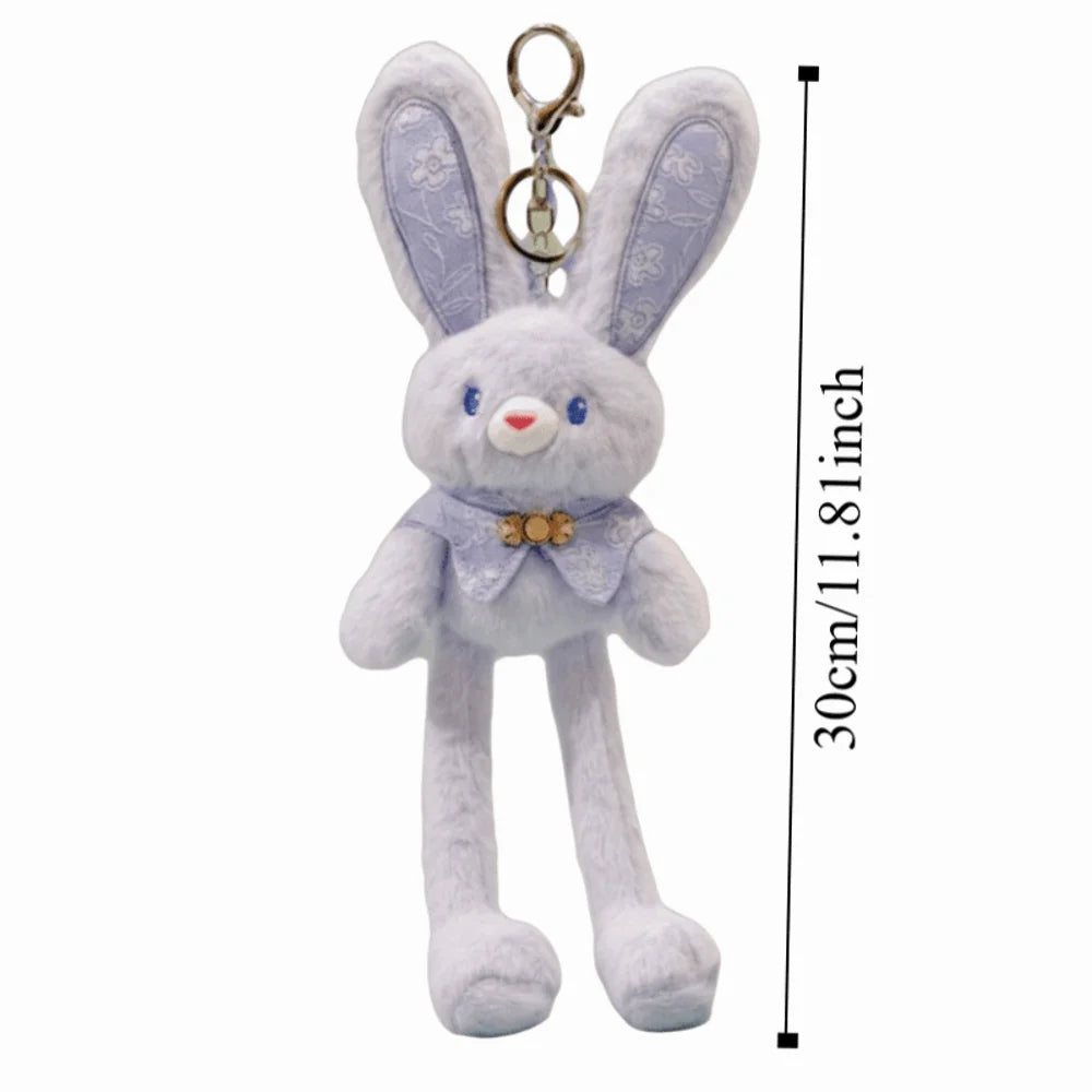 Soft Stuffed Stuffed Bunny Keychain 30cm Size Kawaii Style Ear Pulling Rabbit Creative Design Children Gits Schoolbag Pendant